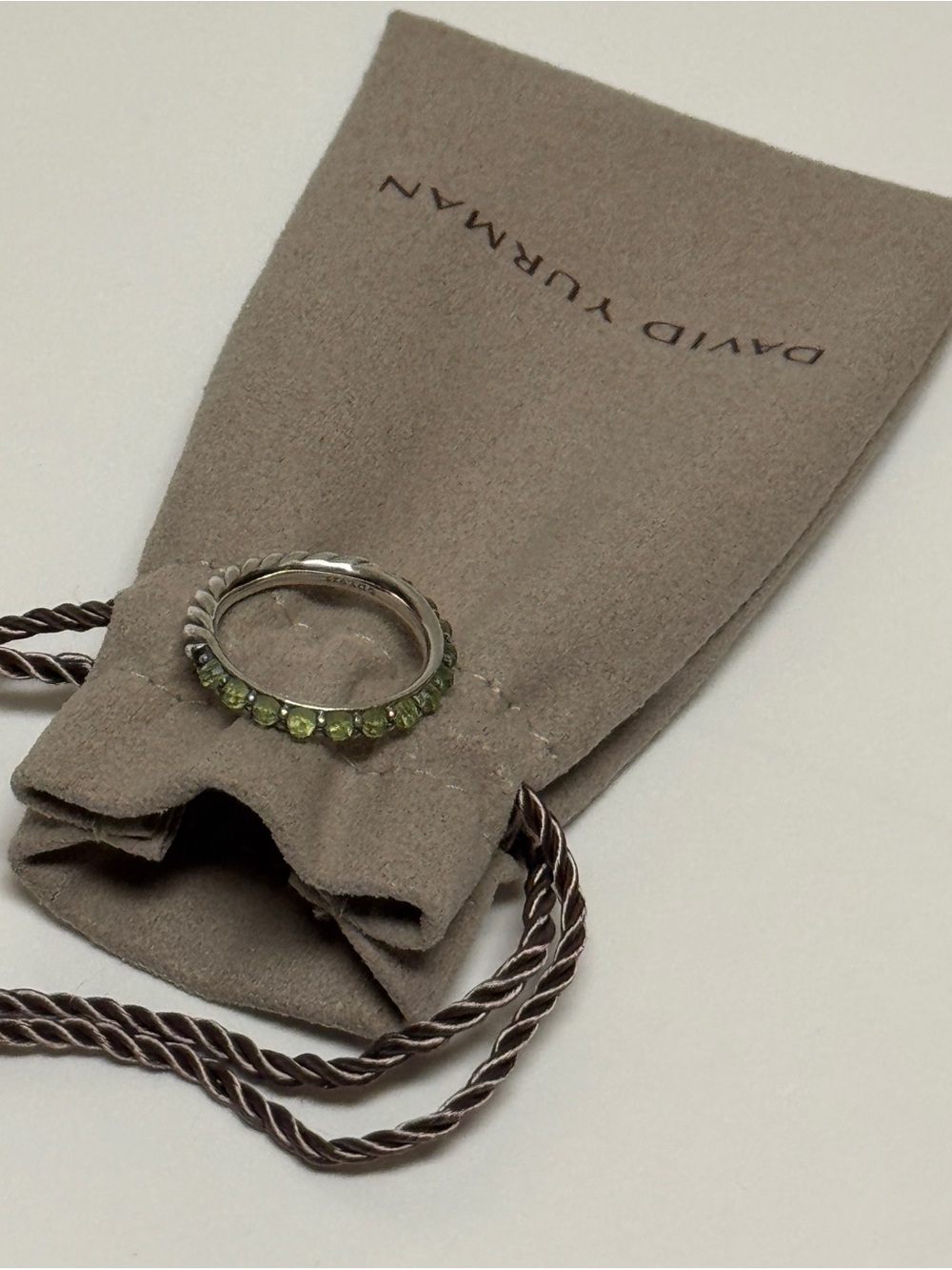 David Yurman Green Peridot Cable Ring